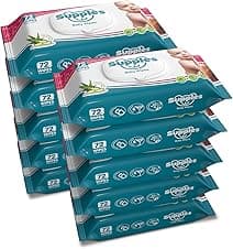 Amazon Brand - Supples Baby Wet Wipes with Lid | 720 Wipes | 72 Wipes x 10 Packs | Enriched With Aloe Vera and Vitamin E | Alcohol-Free and Paraben-Free | Pure Water-Based formulation