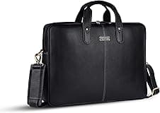 HAMMONDS FLYCATCHER Genuine Leather Office Bag for Men - 15.6 Inch Laptop Bag for Men for Professionals, Business Travelers - Adjustable Straps & Multiple Compartments - 1 Year Warranty - Black Napa