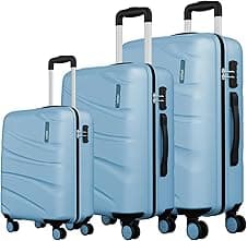Safari 3Pc Polycarbonate Persia Set-55+65+77 Cms Small, Medium & Large Size (Cabin & Check-in) 8 Wheels Luggage/Speed_Wheel Suitcase/Trolleys (Pearl Blue)
