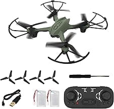 Planettunes Airpro Altitude Hold Drone with Double Rechargeable Battery, 360° Flip, One-Key Return, Headless Mode, 2.4 GHz Remote Control – Toy Drone for Kids & Beginners - Green