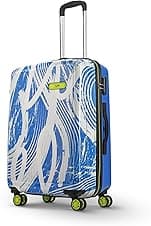 Skybags Medium Stroke Size Abs Hard Luggage (67 Cm)|Printed Luggage Trolley with 8 Spinner Wheels and in-Built Combination Lock|Unisex, Blue and White
