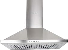 Glen 60 cm 1000 m³/hr Baffle Filter Kitchen Chimney |Pyramid Shaped |(Hood Aqua SS, Push Buttons Control,Silver)
