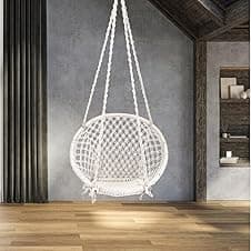Patiofy Swing for Balcony/Jhula for Adults for Home/Swing Chair for Adults for Home/Hanging Swing Chair for Indoor and Outdoor Without Hanging Kit (White)