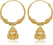 JEWELOPIA Desire Collection Women's 22K Gold Plated Brass Pearl Earrings (Gold)