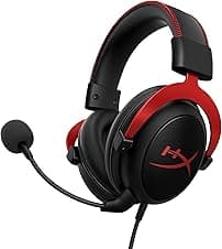 HyperX Cloud II – Wired Gaming Headset for PC, PS5 / PS4. Active Noise Cancellation, Over Ear, circumaural, Closed Back, Virtual 7.1 Surround Sound - Black-Red (4P5M0AA)