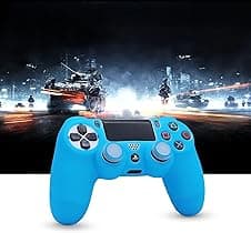 Silicone Case Cover for PS4 Controller Grips, Luminous Glow in Dark Night for PlayStation 4 DualShock Video Game Joysticks Protector Skin Anti-Slip Gamepad Protector with 2pcs Thumb Caps Free (Blue)