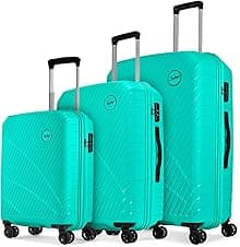 Skybags Streax | Set of 3 (Cabin+Medium+Large) Trolley Bag, 55+66+76 Cm Hardside Luggage | 8 Wheels, Combination Lock | Polypropylene | Suitcase for Travel | 5 Year International Warranty | Turquoise