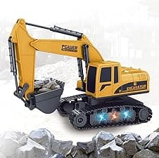 Mini Explorer 6-Channel RC Excavator Toy for Kids | Remote Control Construction Vehicle with Alloy Arm | Rechargeable Engineering Car Toy for Boys & Girls | Heavy Duty Digger Truck Model