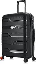 Nasher Miles Paris Hard-Sided Polypropylene Check-in 8 Spinner Wheel Luggage Black 28 Inch |75Cm Trolley Bag