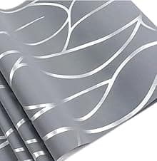 SISHI Vinyl Wallpaper for Living Room, Bedroom, Kitchen and Office | Self-Adhesive PVC Vinyl Wallpaper - Grey - 200x45 Cm