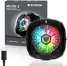 EvoFox Hailstone 2 18W Phone Cooler for Gaming, 2 in 1 [MagSafe+Clamp] Mounting | Instant Cooling, Semiconductor Tech Enhanced Refrigeration Chip Reaches 0°C|7-Blade 6000 RPM | RGB | Type-C & Display