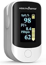 HealthSense Pulse Oximeter, SpO2 Fingertip Monitor with OLED Display, Audio Visual Alarm, Plethysmograph, Four Directional Display, 1 Year Warranty & Batteries Included - Accu-Beat FP 910