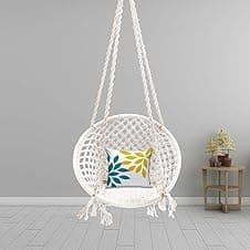 Patiofy Hammock Swing with Hanging Kit, Hanging Swing Jhula for Kids and Adults (Cotton,White)
